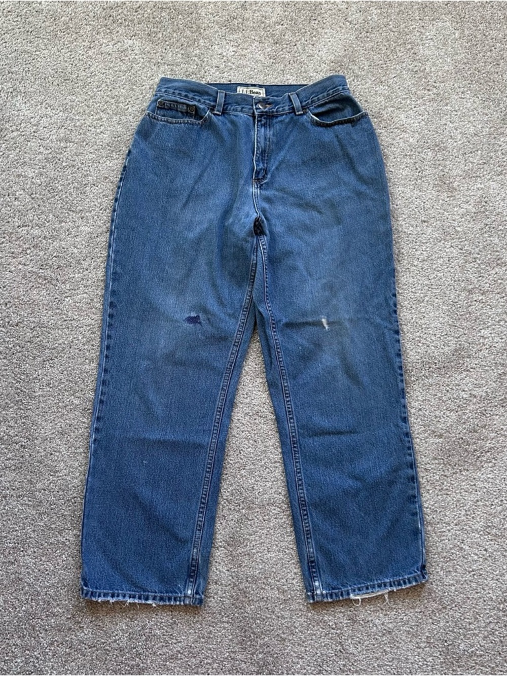 L.L. Bean Classic Fit Curvy High Rise Distressed Jeans - Women's 12 Petite